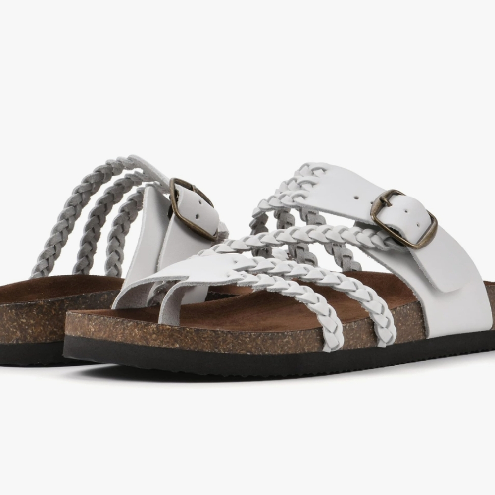 White Mountain Hayleigh Braided White Sandals Size 6M